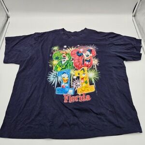 Disney Mickey Goofy Donald Pluto 2011‎ Florida Fireworks T Shirt 2X